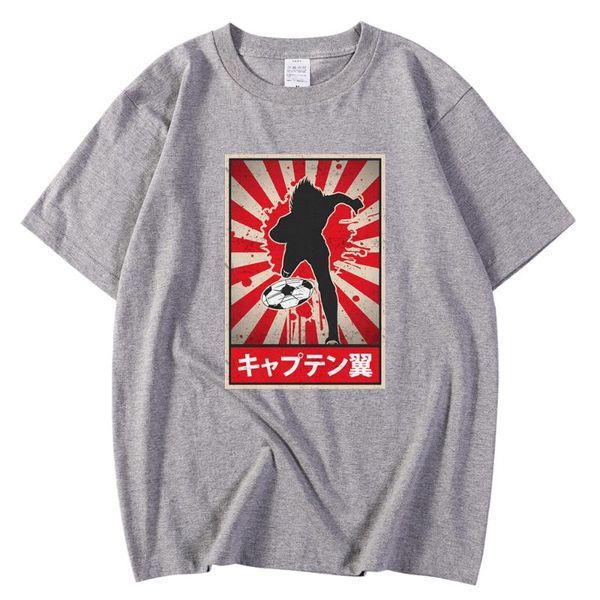 

men's t-shirts shirts oversized fashion crewneck men vintage t t-shirt anime captain tsubasa printing streetwear regular sleeve tees sh, White;black