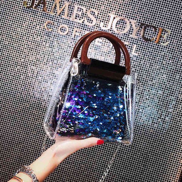 

designer handbags bags women 2020 new pvc clear bags designer toiletry bag fashion trend beaded sequins detachable chain shoulder bagvbzs
