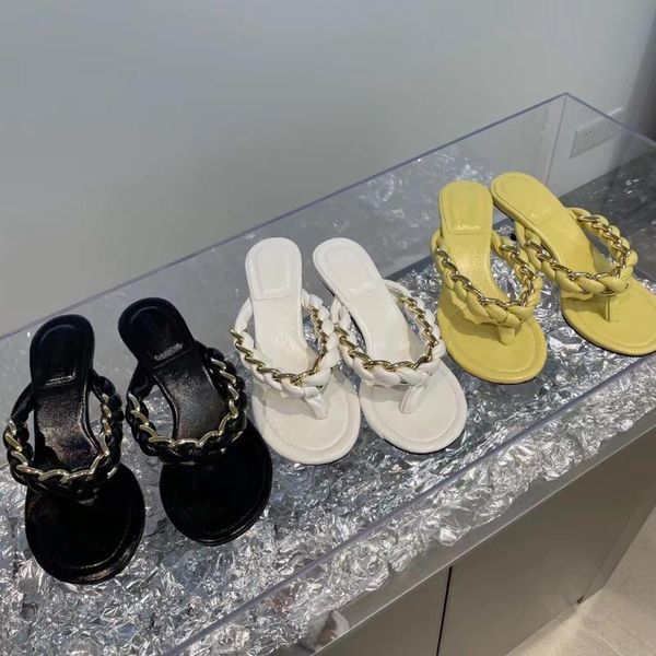 

slippers fashion women clip toe elegant thin high heels shallow pumps casual summer sandals slides yellow black white