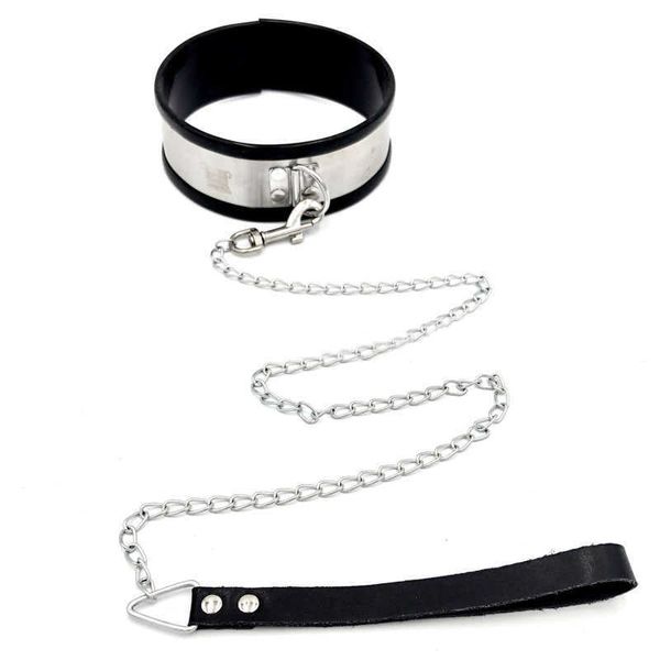 Hals-Bondage-Edelstahl-Sklaven-Hundehalsband mit Metallkettenleine, Spiele für Erwachsene, BDSM-Fesseln, Geschirr, sexy Spielzeug für Paare