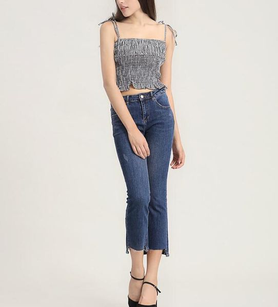 

women's jeans stretch mid waist summer spring women slim fit skinny mom vintage classic cotton denim trousers plus size, Blue