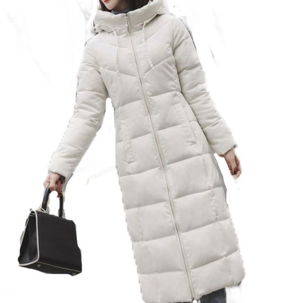 S-6XL Sonbahar Kış Kadın Artı Boyutu Moda Pamuk Aşağı Ceket Hoodie Uzun Parkas Sıcak Ceketler Kadın Ceket Giysileri 210923