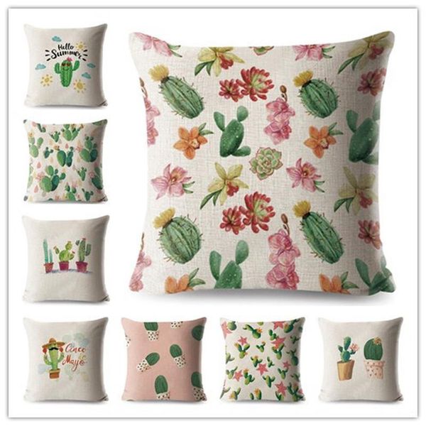 

cushion/decorative pillow nordic ins cactus printed cotton and linen cover home decoration pillowcase sofa cushion office waist