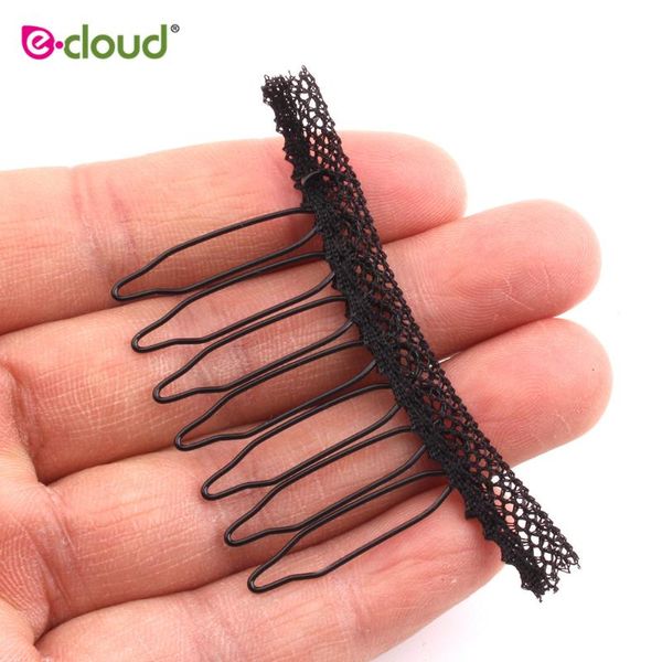 

clip in/on hair extensions 20pcblack 7 teeth combs black brown clips for strong lace