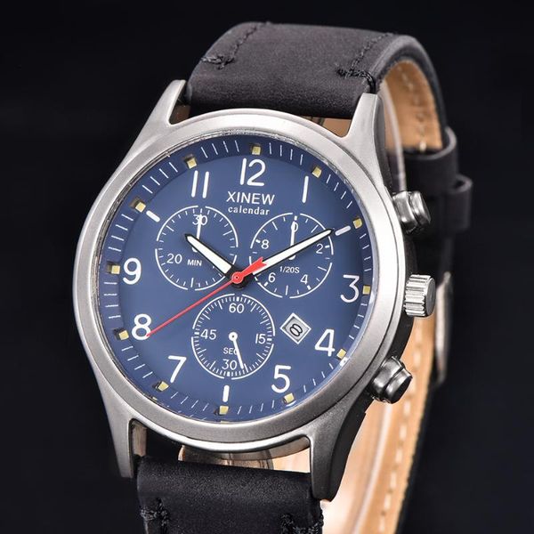 

wristwatches 2021 xi brand men's fashion casual watches date calendar suede leather strap luminous hands quartz watch relogio masculino, Slivery;brown