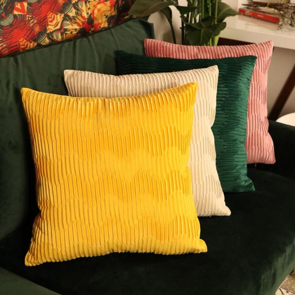 

cushion/decorative pillow velvet wave pleated pillowcase 45*45 cushion cover nordic home decor geometric stripe sofa decorative pillows thro