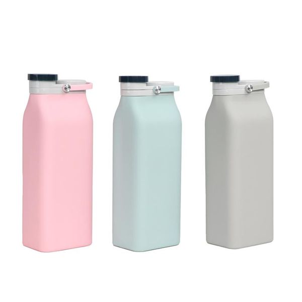 

water bottle 1pc 600ml silicone foldable cup outdoor sports milk with portable handle cap large capacity