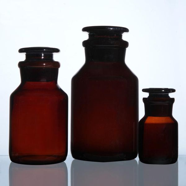 

lab supplies high borosilicate glass brown wild-mouth bottle laboratory transparent large mouth reagent