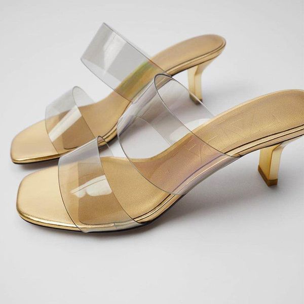 

sandals round head sandal women pumps arrival summer slipper transparent pvc one word belt lady med heels, Black