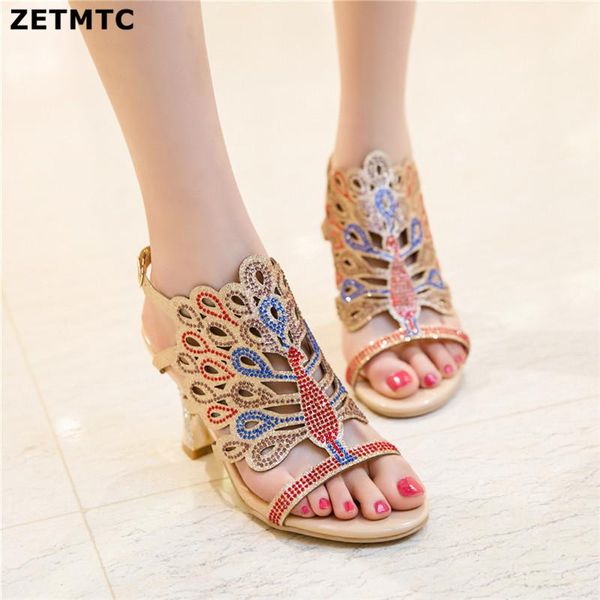 

fashion women summer sandals slippers square heel woman flip flop crystal hollow high shoes size 32-46 dress, Black