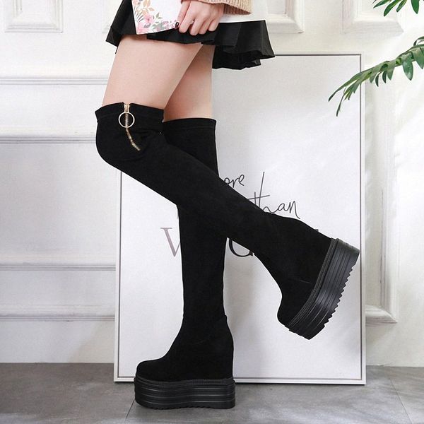 

increase within womens boots 2020 new ultra high 13 cm thick bottom over the knee boots europe america style long tube boot black knee high