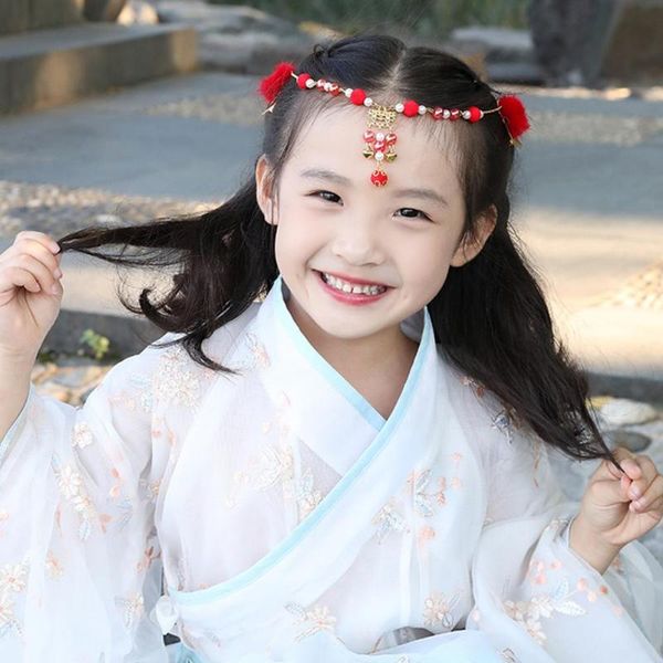 

hair accessories headband chinese style headdress handmade children girl princess forehead chain eyebrow retro vintage, Slivery;white