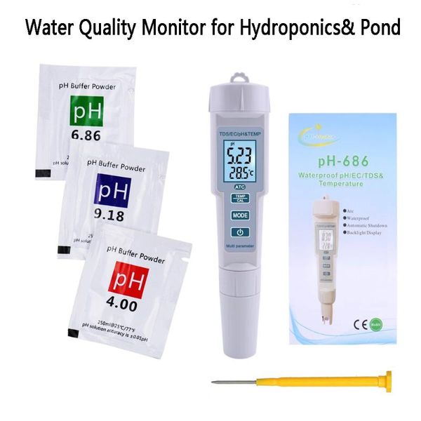 

meters portable 4 in 1 ph/ec/tds&temperature meter led display ph test pen waterproof digital drinking water quality monitor