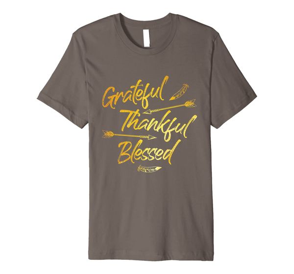 

Grateful Thankful Blessed Gold Thanksgiving Day Gift Premium T-Shirt, Mainly pictures