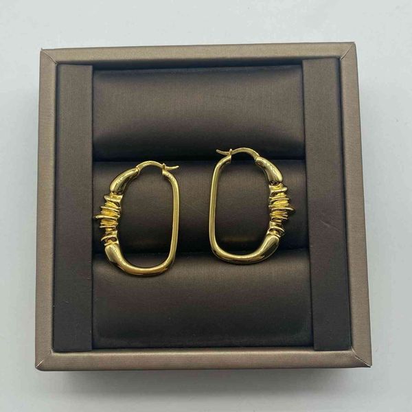 

design jewelry new net red same french style simple brass ring oval earrings, Golden