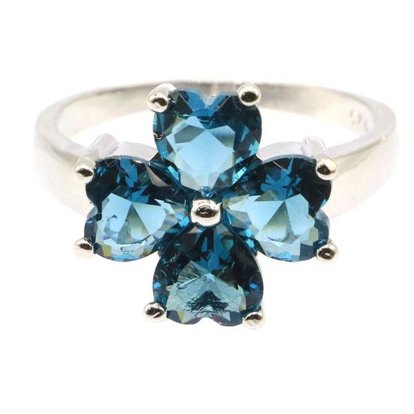 

cluster rings 19x19mm shecrown pretty created heart shape paris blue z london silver, Golden;silver