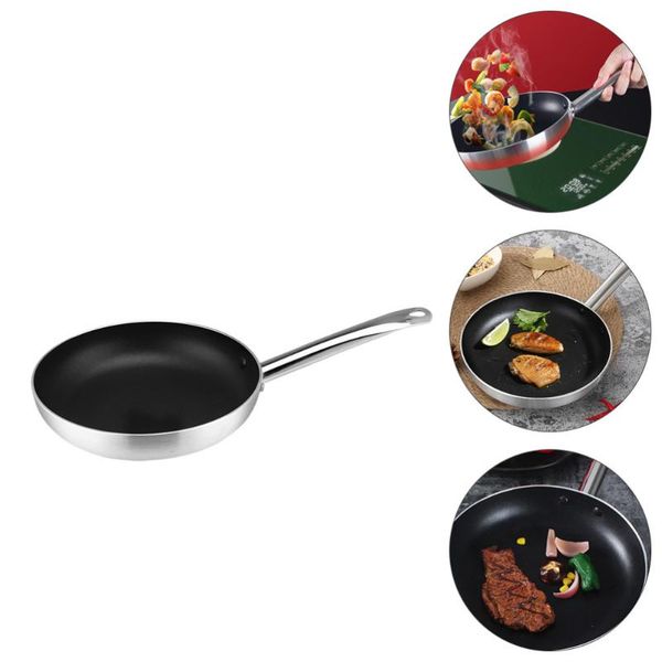 

pans 1pc aluminum wok cooking supply durable household non-stick pan (silver)