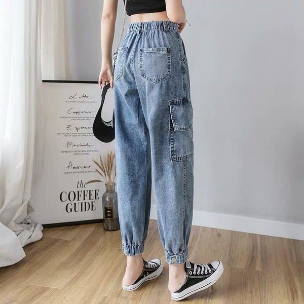 

women's jeans broad female jumpsuit mm, slacks of korean students loose bf joker weight with three stitches harlan pants fhrm, Blue