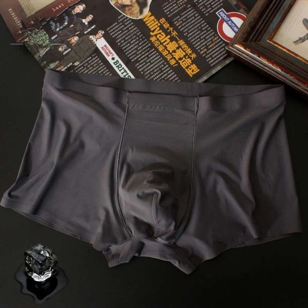 

underpants men's underwear ice silk seamless mesh boxer, Black;white