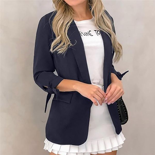 

women blazer 2021 formal long sleeve blazers lady office work suit pockets jackets coat slim femme #40 women's suits &, White;black