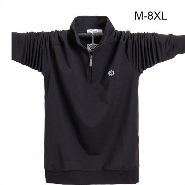 

shirt longsleeve plus size men polos 6xl 7xl 8xl fashion business casual cotton male long sleeve soild turn down collar, White;black