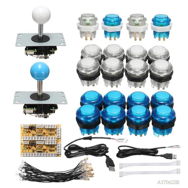 

game controllers & joysticks 2 player 12v 10a zeros delay joystick arcade diy kit parts w/led push button+joystick+usb encoder+cables