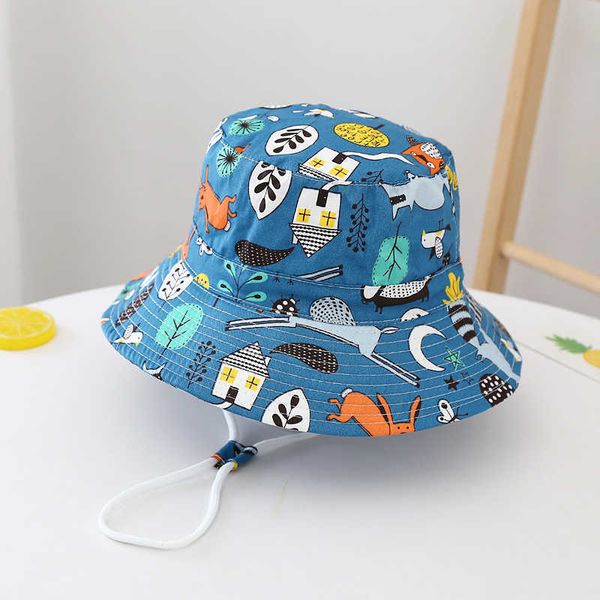 

children korean cartoon printed outdoor leisure sunscreen fisherman hat, Yellow