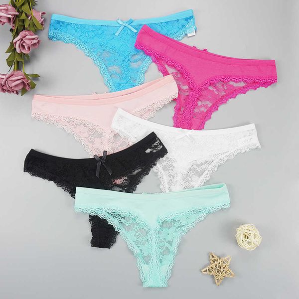 6 pcs / lotes mulheres g string calcinha completa calcinha baixa cintura sexy lingerie transparente senhoras cuecas cueca 40 210720