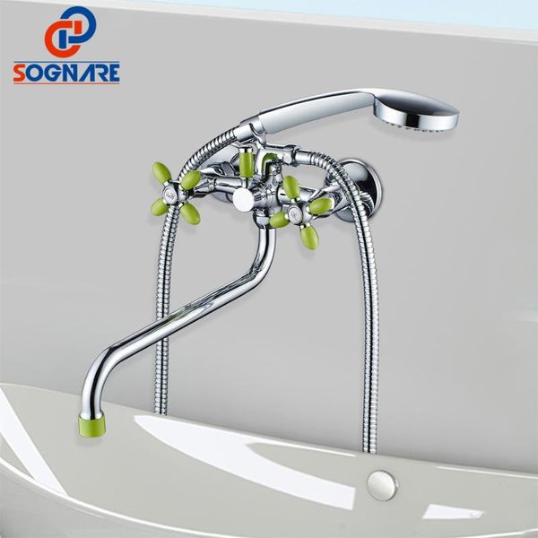 

modern bathtub faucets a set 30cm length outlet rotated bath mixer tap brass body shower faucet for bathroom water sets