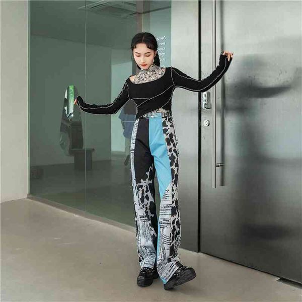 

women's shorts fall fashion patchwork jeans women high waisted straight leg pants denim trousers aesthetic streetwear x8wm, White;black
