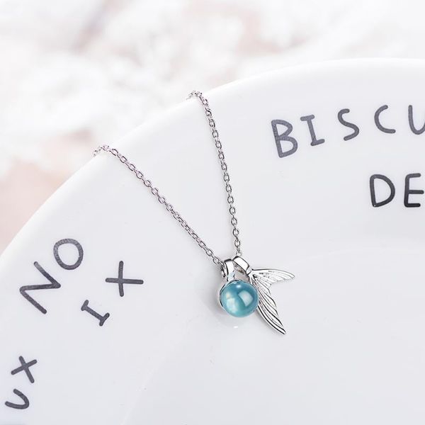 Collane con ciondolo Goccia d'acqua Coda di pesce Cubic Zirconia Pendenti con gemme e perle Collana per le donne Moda coreana Collo Gioielli 2021 Catena alla moda H