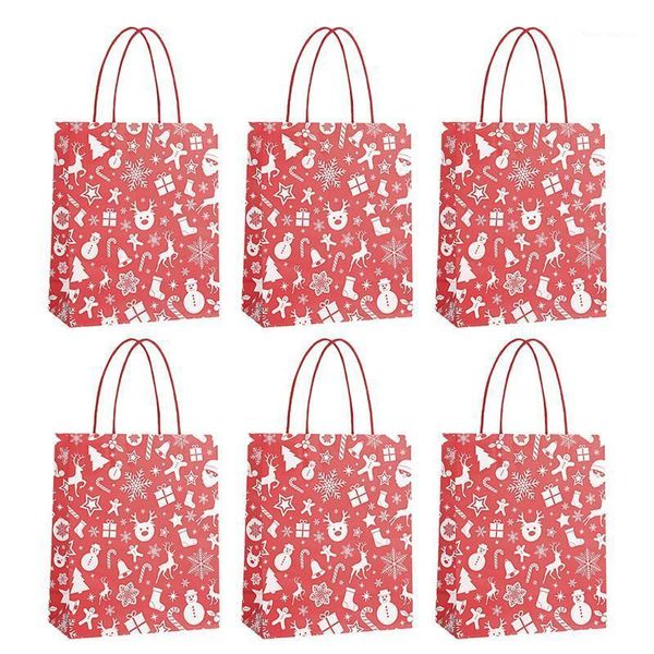 

gift wrap 6pcs christmas kraft paper bags cookie bag packing for party decor1