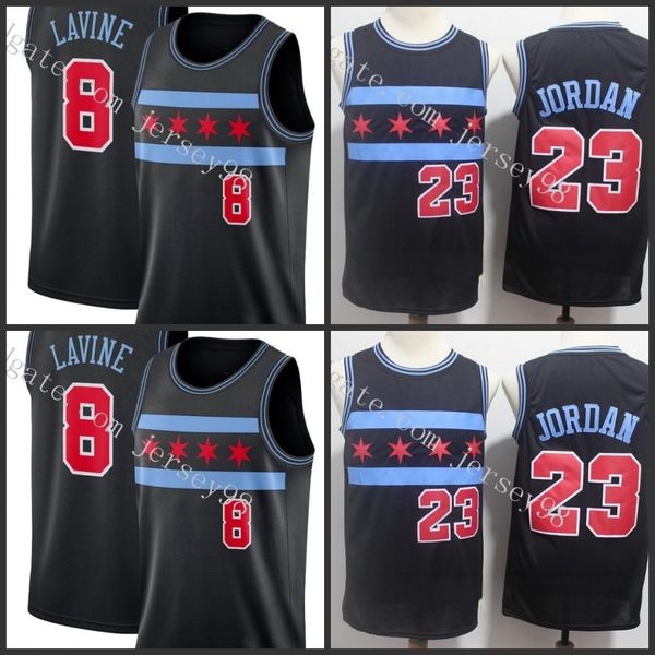 

chicago bulls men 23 jor dan white 8 zach lavine basketball jerseys, Black