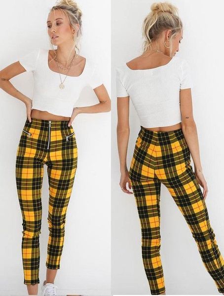 

high waist elastic harem women legging pants casual chffion ol ankle length capris trouser clothing plaid pencil, Black