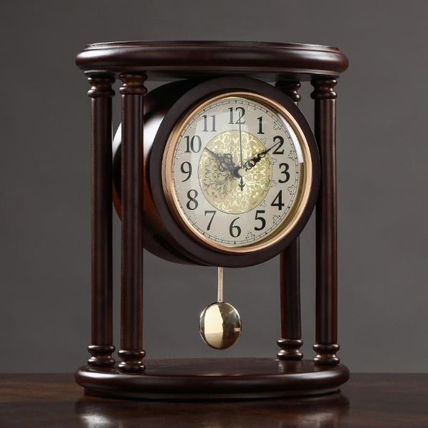 

desk & table clocks luxury solid wood large clock premium european living room mute retro bedroom watch decoration gift