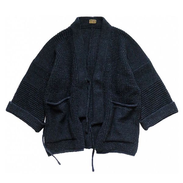 

kapital hirata hehong wool sweater ancient taoist robe kendo jacket, Black;brown