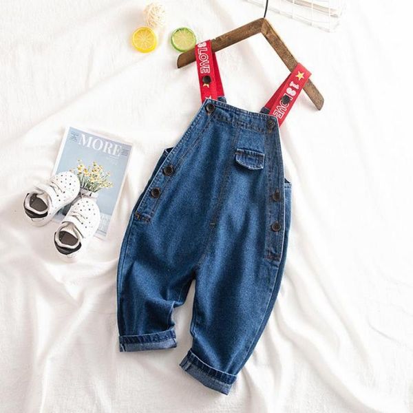 Kinder Denim Overalls für neue Frühling Jeans Mädchen Tasche Overall Jungen Hosen Kinder Kleidung 210413