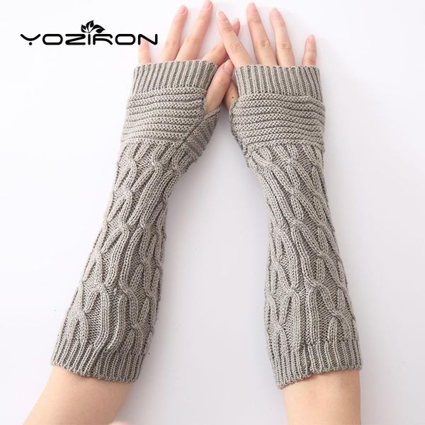 

fingerless gloves yoziron women autumn winter arm warmers sleeves arms womens, Blue;gray