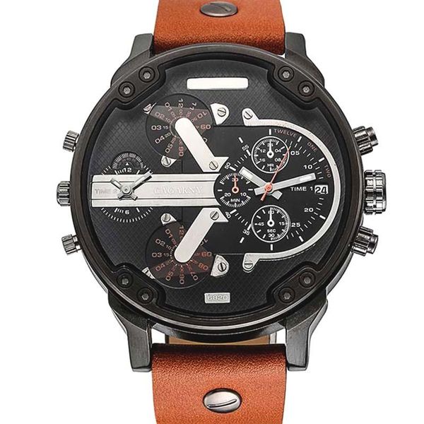 

wristwatches men's luxury watch military men quartz sports date clock brand casual leather strap relogio masculino, Slivery;brown