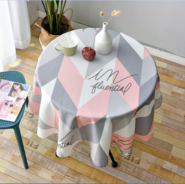 

nordic style round tablecloth simple waterproof restaurant el household table cloth printing plaid geometric animal
