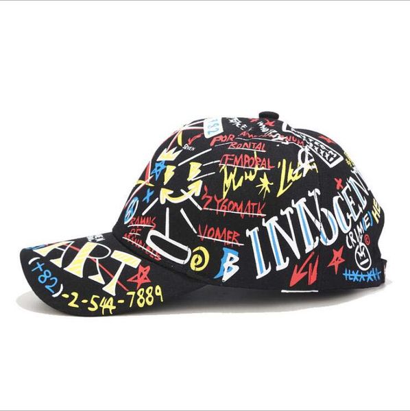 

graffiti ladies trendy street shooting baseball caps hats gsmb068a fashion all-match print student hip-hop sunscreen hat ball cap, Blue;gray