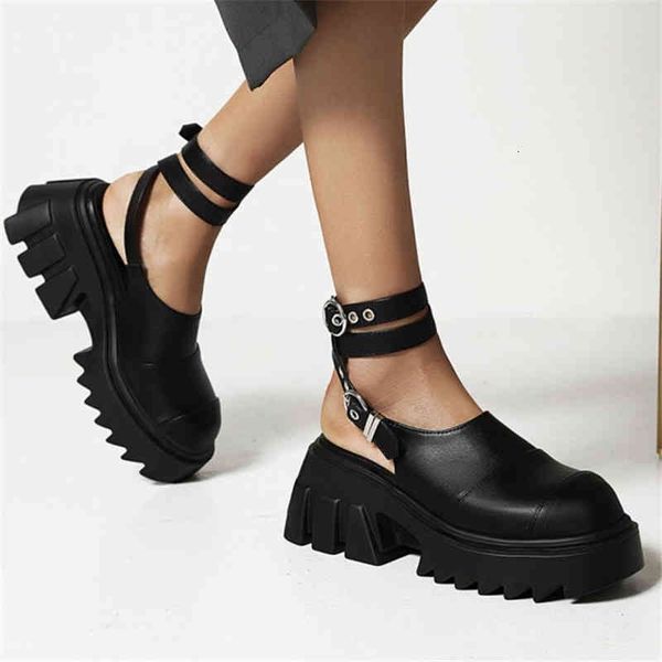 

dress shoes pxelena rome cross tied gladiator women punk rock gothic combat chunky platform thick sole high heels pumps plus size 43 yr6t, Black