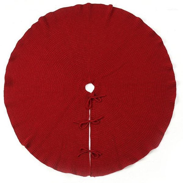 

christmas decorations knitted tree skirt, red skirt decoration holiday decoration1
