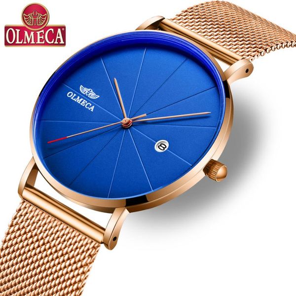 

wristwatches watch men ultra-thin olmeca business simple waterproof stainless steel quartz watches relogio masculino, Slivery;brown