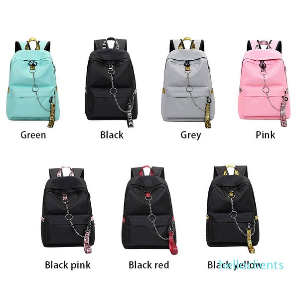 

women backpack usb charge fashion letters print school bag teenager girls ribbons female fashion brief backpack