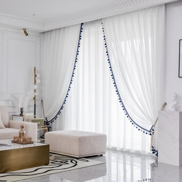 

japanese contracted window tulle curtain white villa decoration light transmission curtains for bedroom living room jk211d & drapes