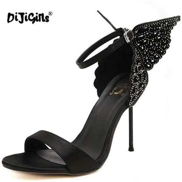 

dress shoes dijigirls fashion valentine bronzing sequins butterfly high heels sandals stiletto/party wedding, Black