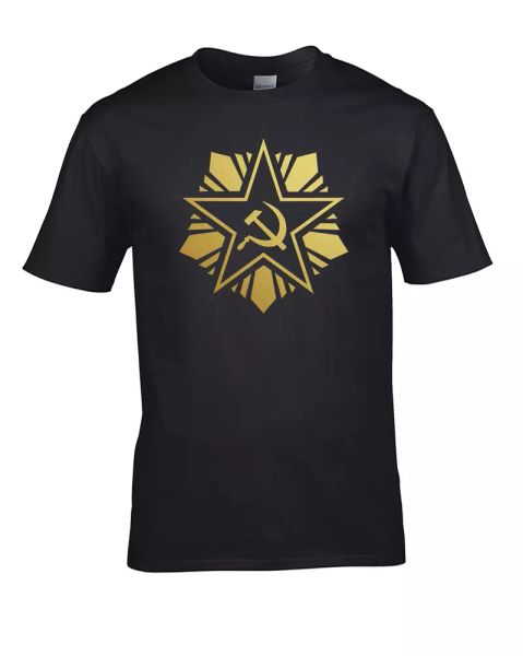 

COMMUNIST GOLD STAR- Iconic USSR Russian Metallic Symbol- Boy's t-shirt, White;black