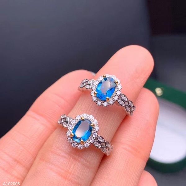 

cluster rings boutique jewelry 925 sterling silver inlaid natural blue z gemstone girl ring mini fashion color deep translucent support, Golden;silver