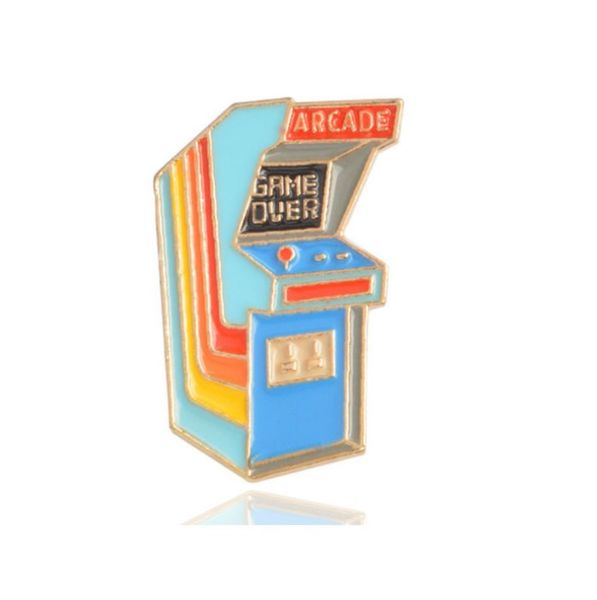 

european and american oil drop alloy brooch mary game machine badge, Gray